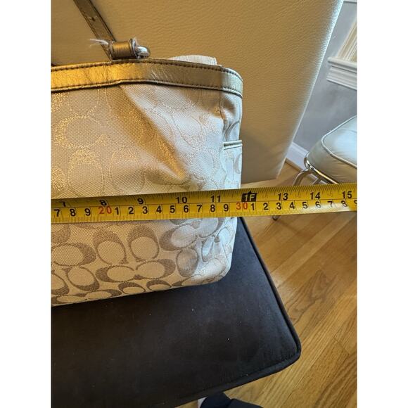 Coach Large Gold Metallic Signature Gallery Bag - Picture 6 of 16